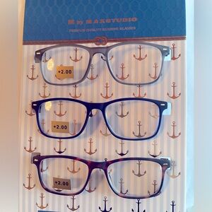 COPY - M by Max Studio 3 Pack Matte Readers Gray, Blue, T. brown +2.00
